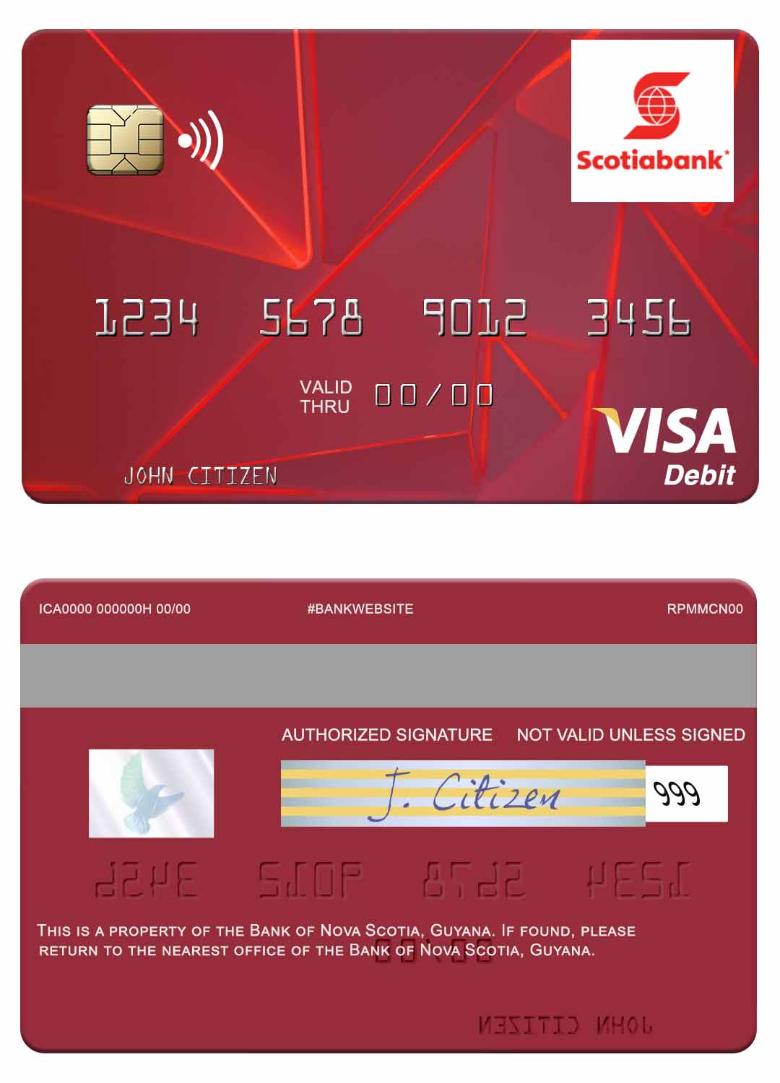 Guyana Bank of Nova Scotia visa debit card
